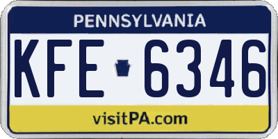 PA license plate KFE6346