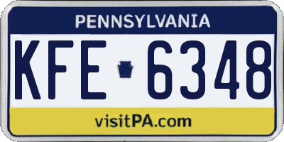 PA license plate KFE6348