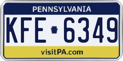 PA license plate KFE6349