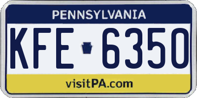 PA license plate KFE6350