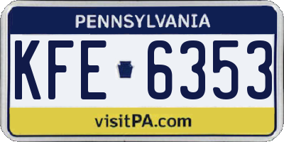 PA license plate KFE6353