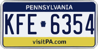 PA license plate KFE6354