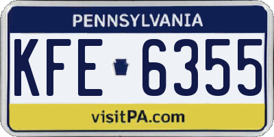 PA license plate KFE6355