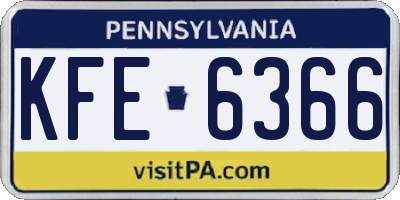 PA license plate KFE6366
