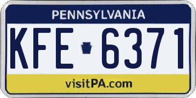 PA license plate KFE6371