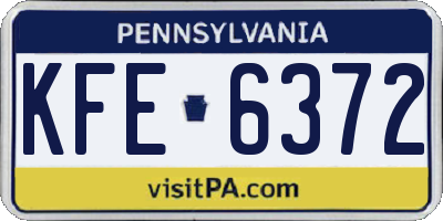 PA license plate KFE6372