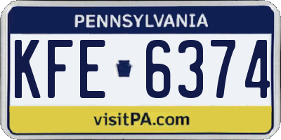 PA license plate KFE6374
