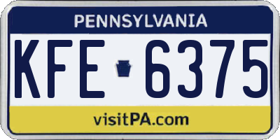 PA license plate KFE6375