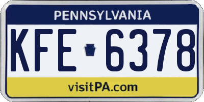 PA license plate KFE6378