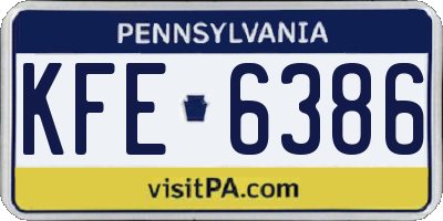 PA license plate KFE6386