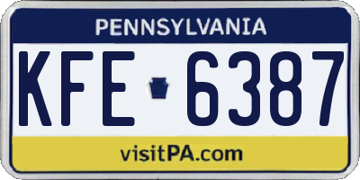 PA license plate KFE6387