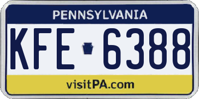 PA license plate KFE6388