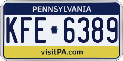 PA license plate KFE6389