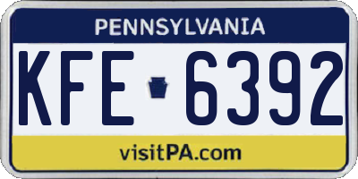 PA license plate KFE6392