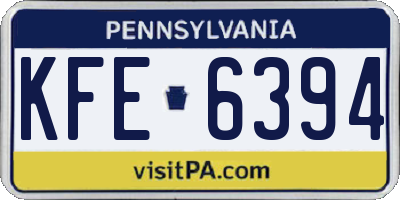 PA license plate KFE6394