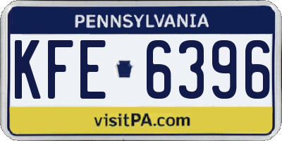 PA license plate KFE6396