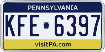 PA license plate KFE6397