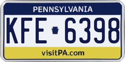 PA license plate KFE6398