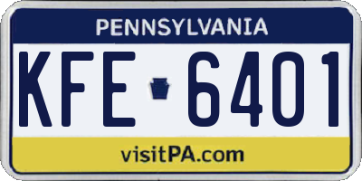 PA license plate KFE6401