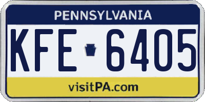 PA license plate KFE6405
