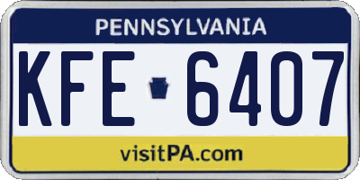 PA license plate KFE6407