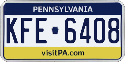 PA license plate KFE6408