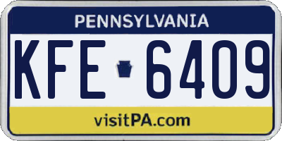 PA license plate KFE6409