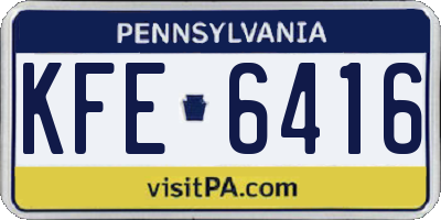 PA license plate KFE6416