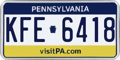 PA license plate KFE6418