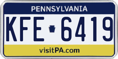 PA license plate KFE6419