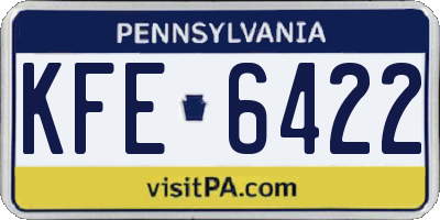 PA license plate KFE6422