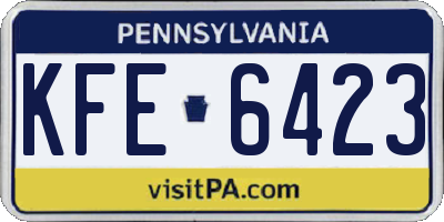 PA license plate KFE6423