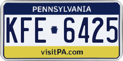 PA license plate KFE6425