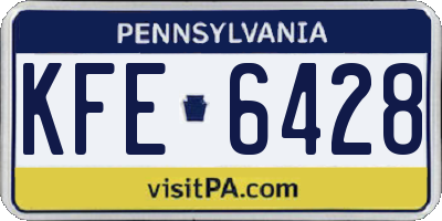 PA license plate KFE6428