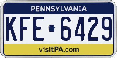 PA license plate KFE6429