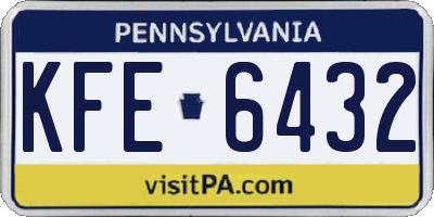 PA license plate KFE6432