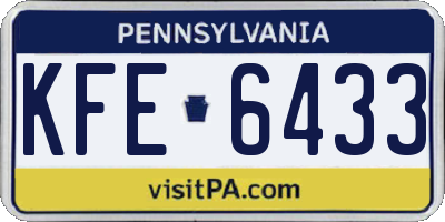 PA license plate KFE6433