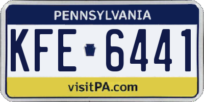 PA license plate KFE6441