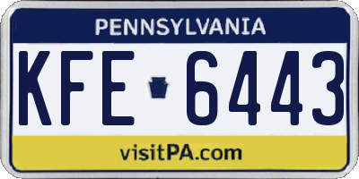 PA license plate KFE6443
