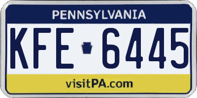 PA license plate KFE6445