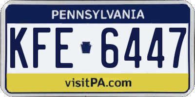 PA license plate KFE6447