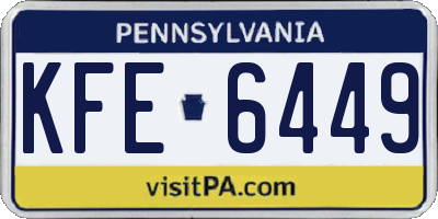 PA license plate KFE6449