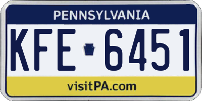 PA license plate KFE6451