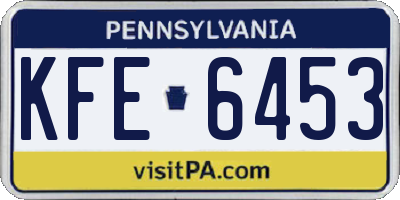 PA license plate KFE6453