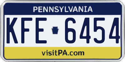 PA license plate KFE6454