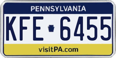 PA license plate KFE6455