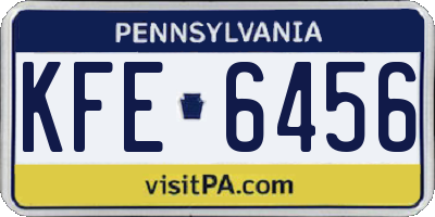 PA license plate KFE6456