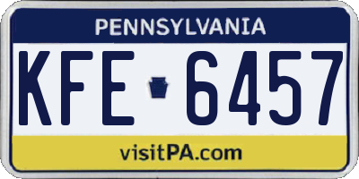 PA license plate KFE6457