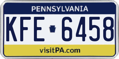 PA license plate KFE6458