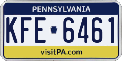 PA license plate KFE6461